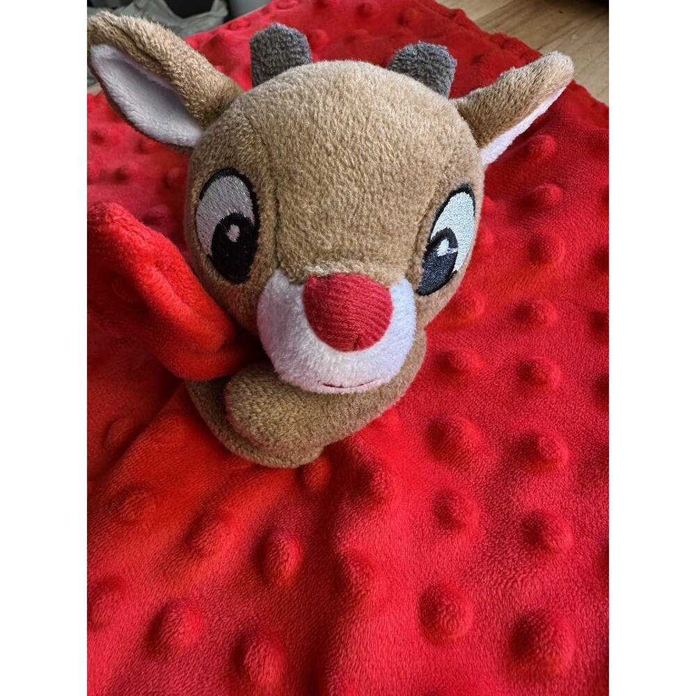 My First Rudolph the Red Nosed Reindeer Security Blanket Lovey Plush 12" Rattles
